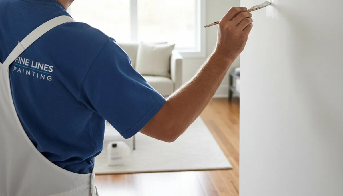 San Diego painter repairing faded, chipped exterior trim on a coastal home